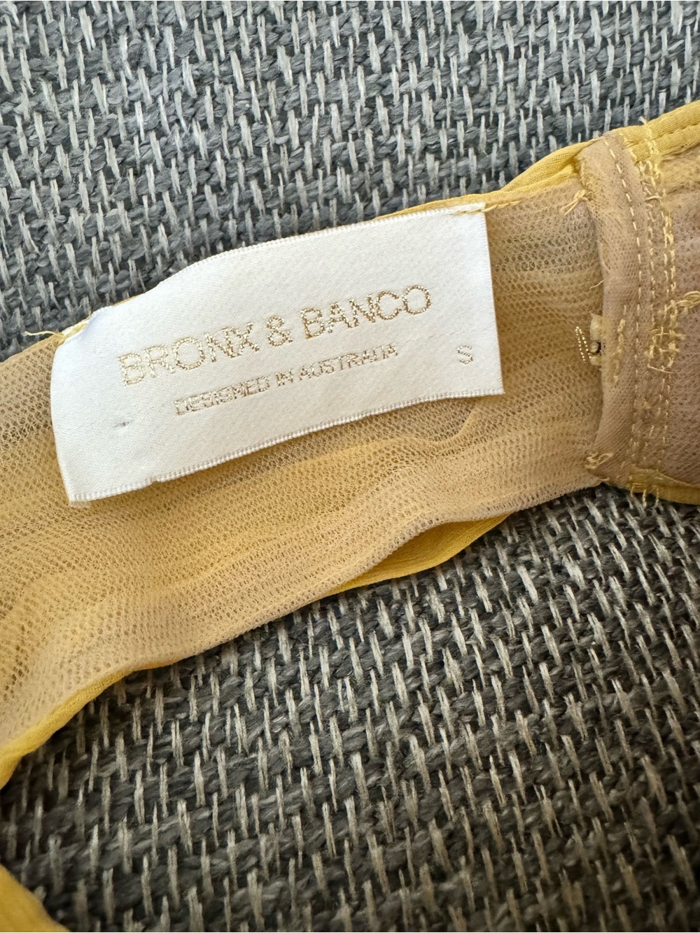 Bronx and Banco Mustard Yellow Asymmetric Ruffle Strapless Dress - Picture 6 of 7